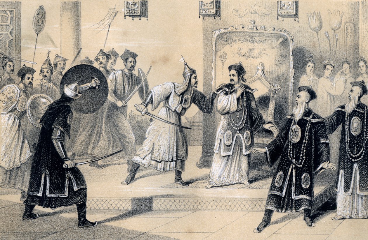 Kejsaren Weit-Soong och hans hov, tillfångatagna av tartarerna, 1847 av James William Giles