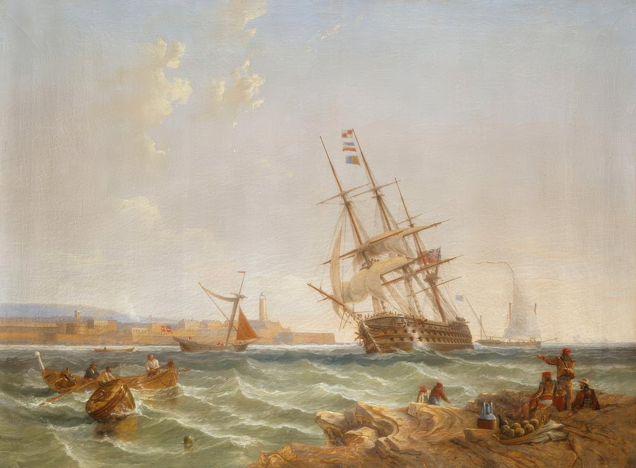Maltas stora hamn från Corlandine Point av James Wilson Carmichael