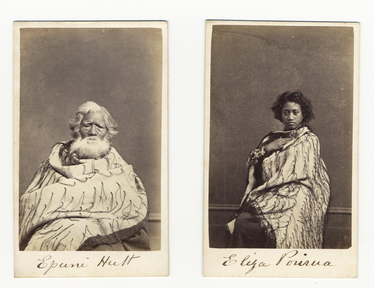 Epuni Hutt och Eliza Porirua, ca 1865 (albumintryck) av James Wrigglesworth