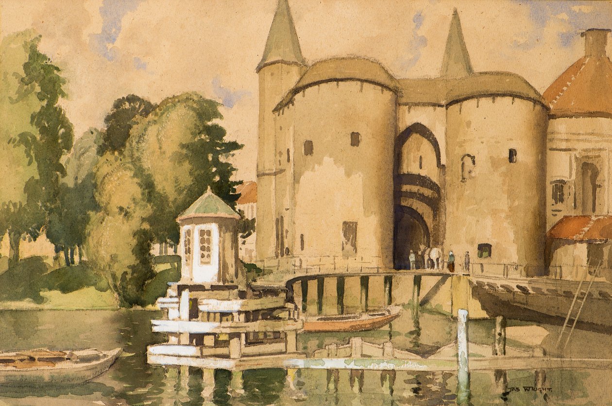 Gateway of Bruges (akvarell) av James Wright