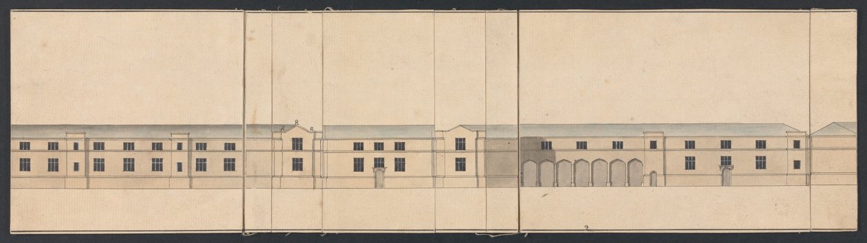 Cobham Hall, Kent: fasadritning av stallen av James Wyatt