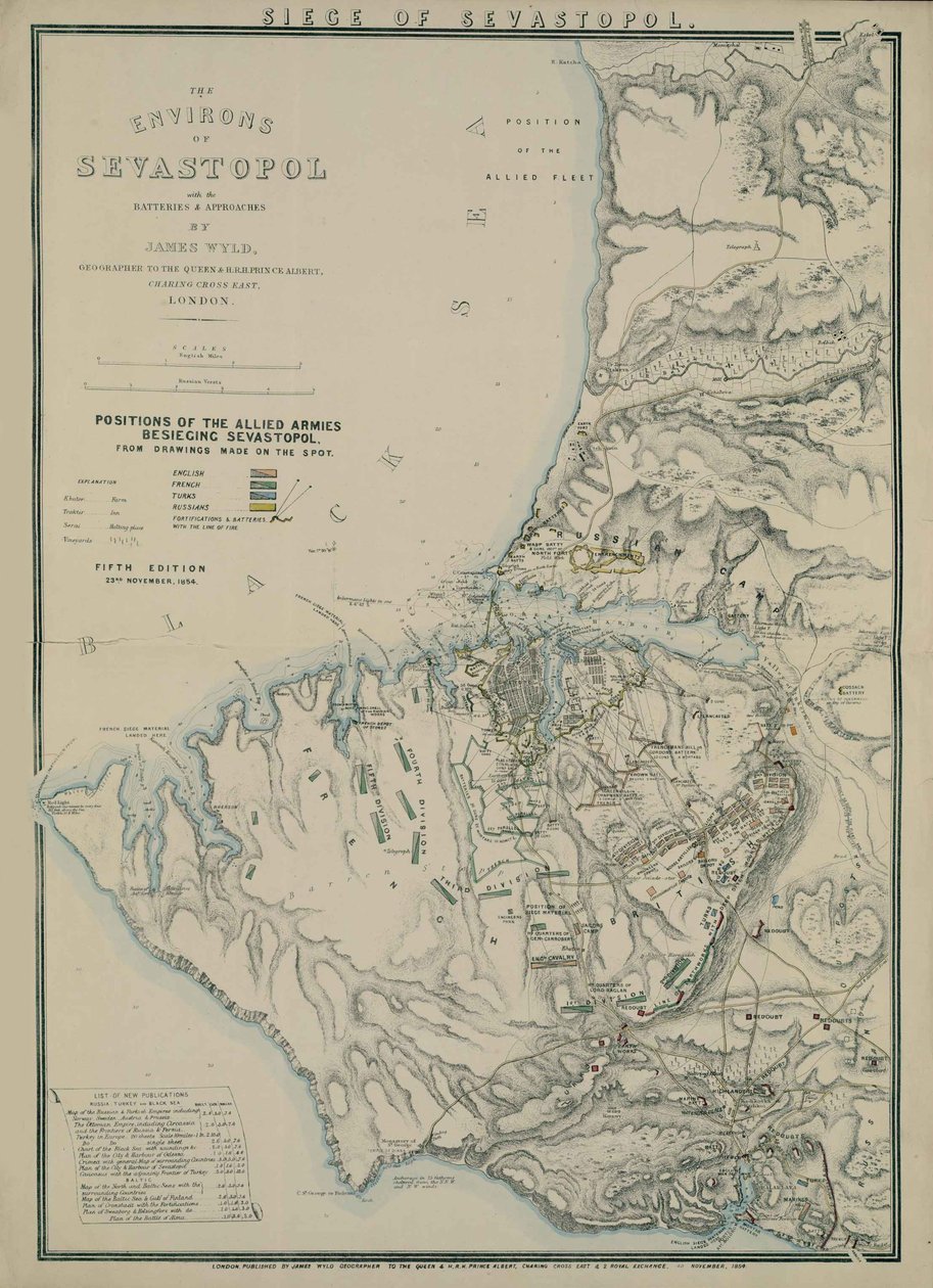 Karta över Sevastopols omgivningar, 1854 av James Wyld