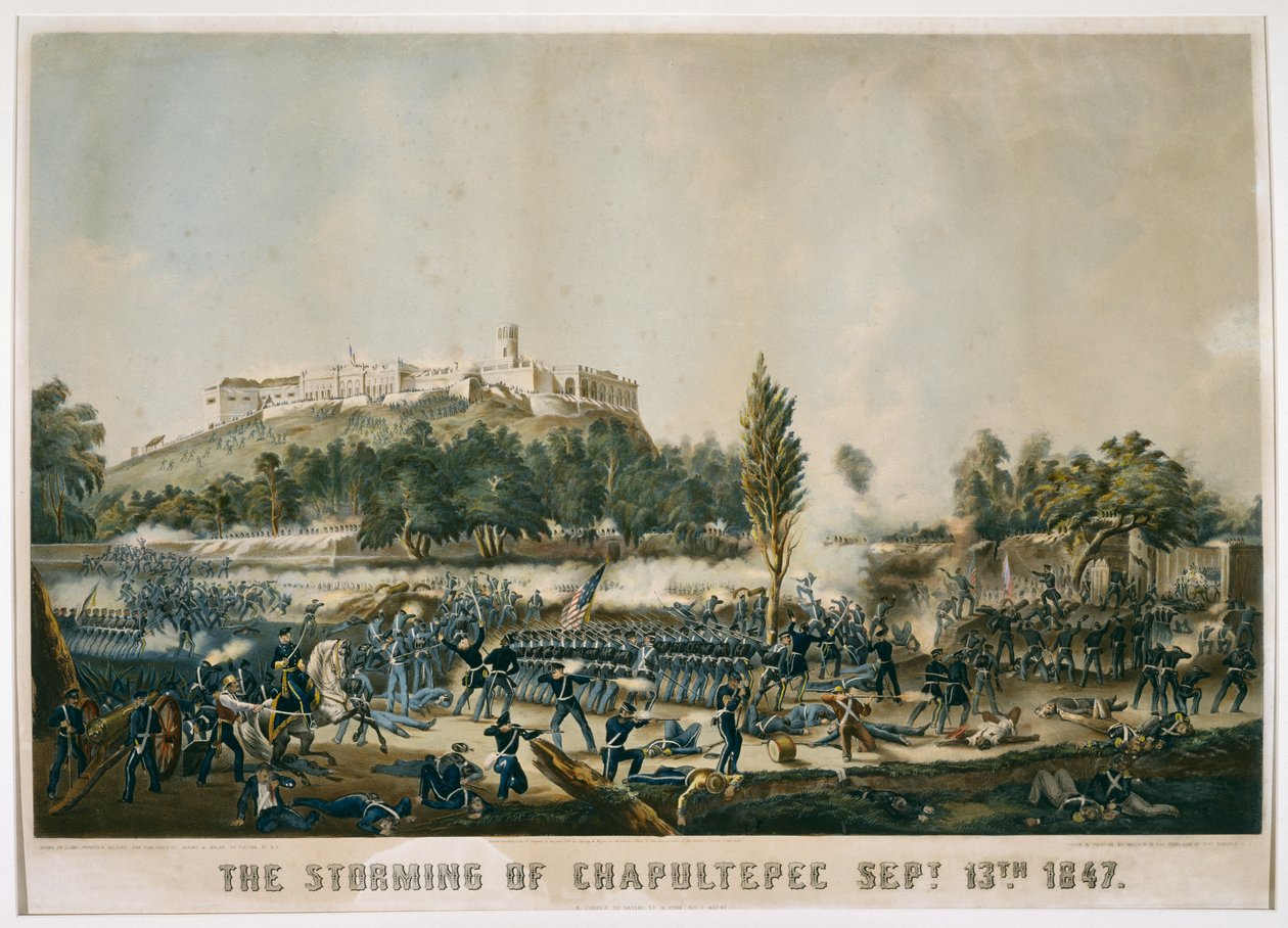 The Storming of Chapultepec 13 september 1847, 1848 (kromolitografi på vävt papper) av James after Walker