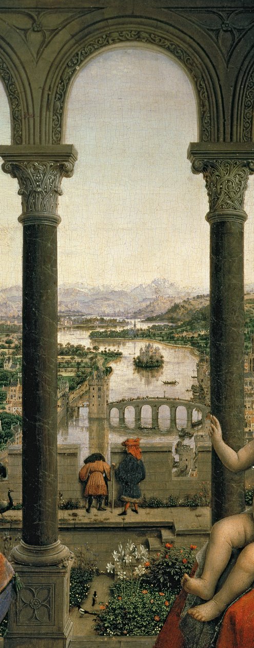 The Rolin Madonna, c.1435 (panel) (detalj av 2993) av Jan van Eyck