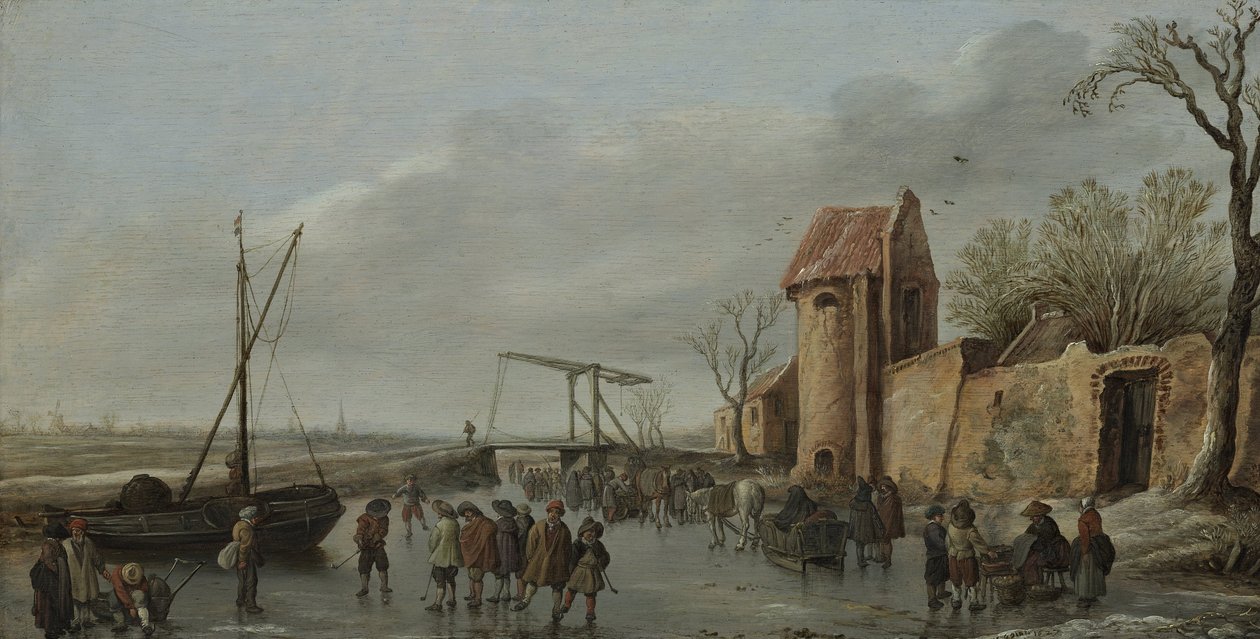 En scen på isen av Jan Josephsz van Goyen