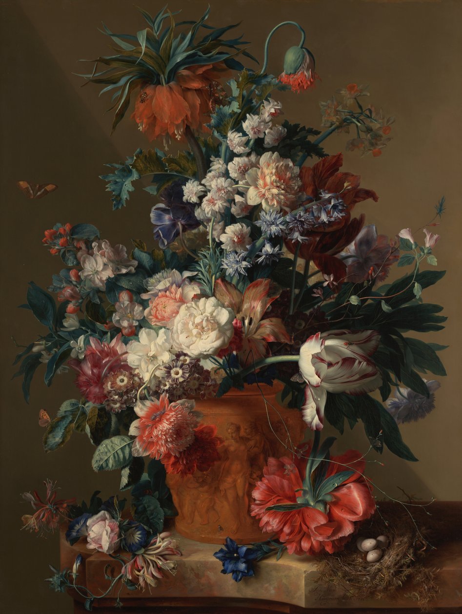 Vase med blommor av Jan van Huysum