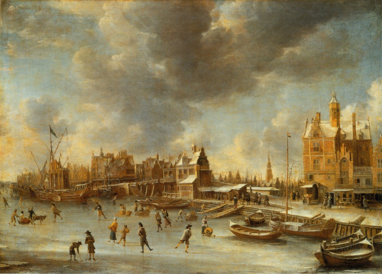 Åkare på Y framför Paalhuis av Jan Abrahamsz. Beerstraten