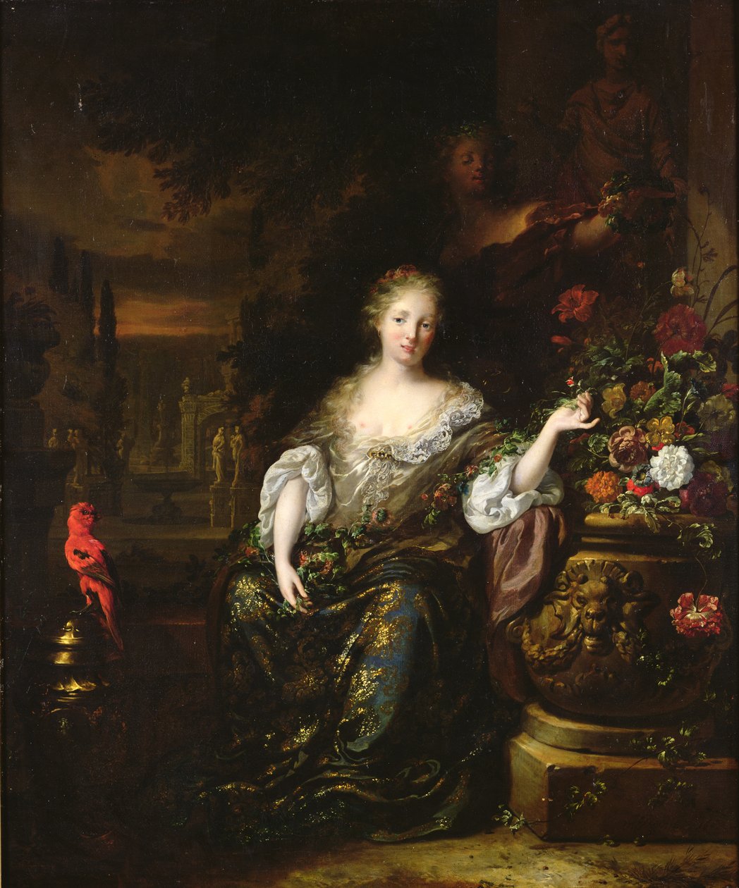 Kvinna som sitter i en park, 1688 av Jan Baptist Weenix
