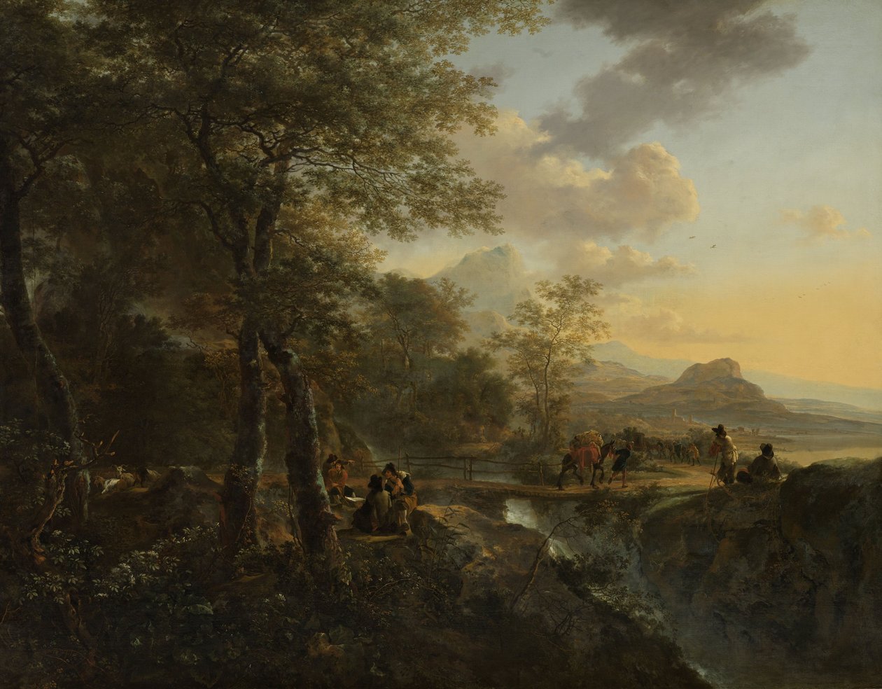 Italienskt landskap med en tecknare, c.1650-52 av Jan Dirksz Both