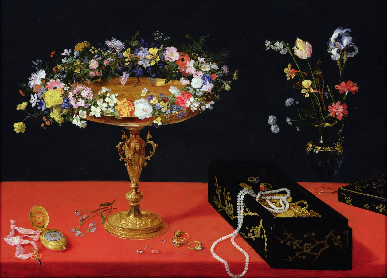 Ett stilleben av en Tazza med blommor av Jan the Elder Brueghel