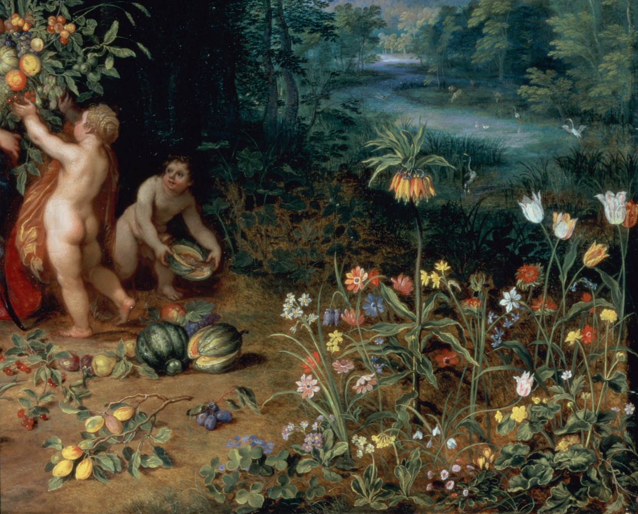 Allegori över överflöd, detalj (detalj av 93444) av Jan the Elder Brueghel