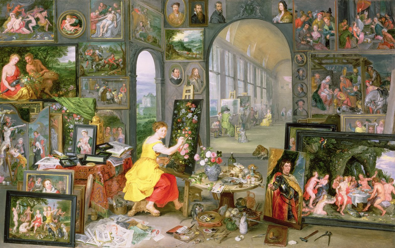 Allegory of Painting (olja på koppar) av Jan the Elder Brueghel