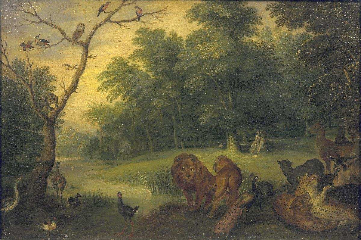 Het paradijs met de zondeval van Adam en Eva av Jan the Elder Brueghel