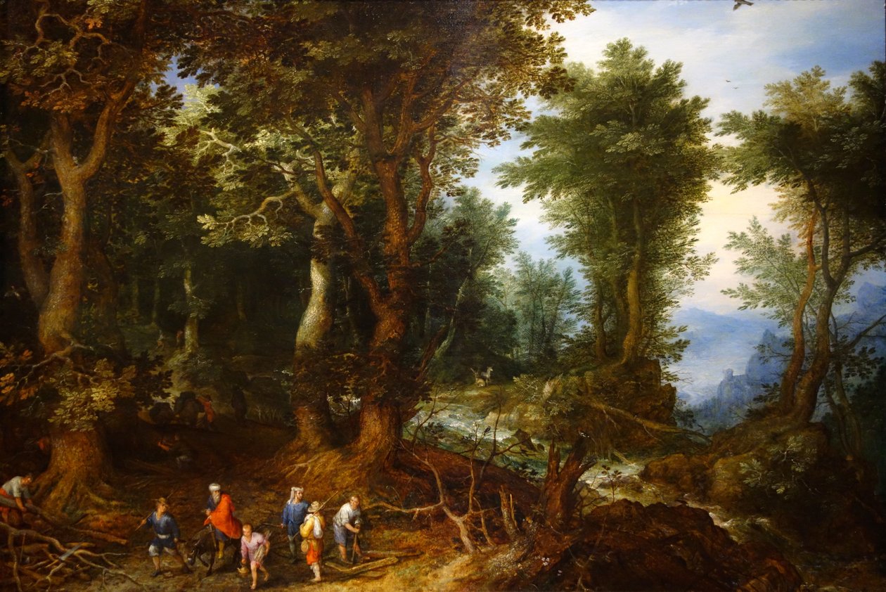 Wooded Landscape with Abraham and Isaac av Jan the Elder Brueghel