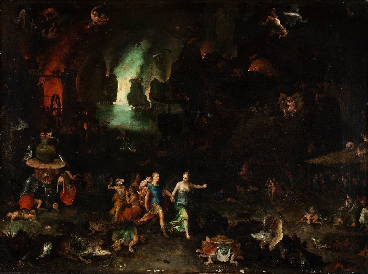 Aeneas och Cumaean Sibyll i underjorden av Jan the Elder Brueghel