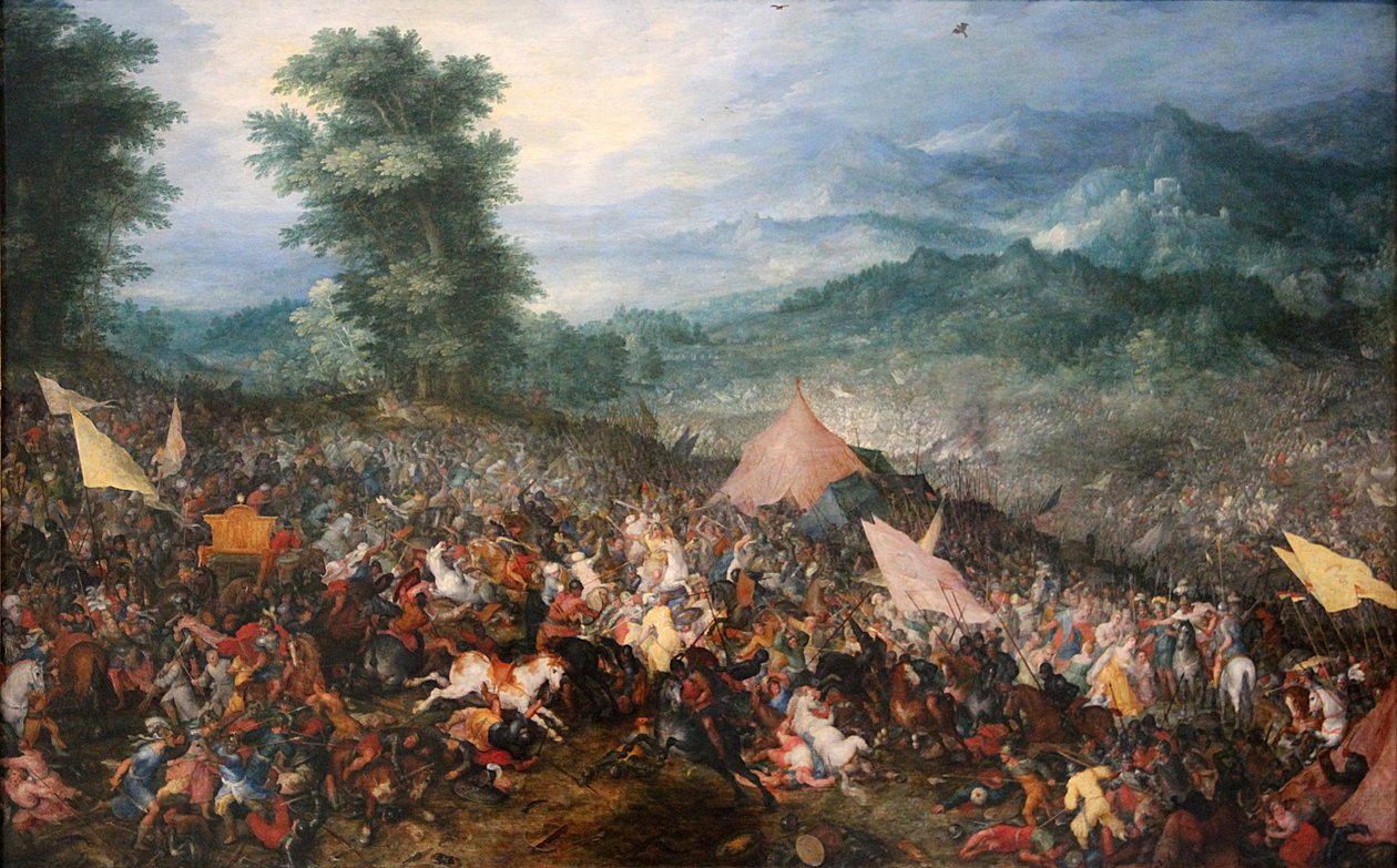 The Battle of Gaugamela on October 1, 1602 av Jan the Elder Brueghel