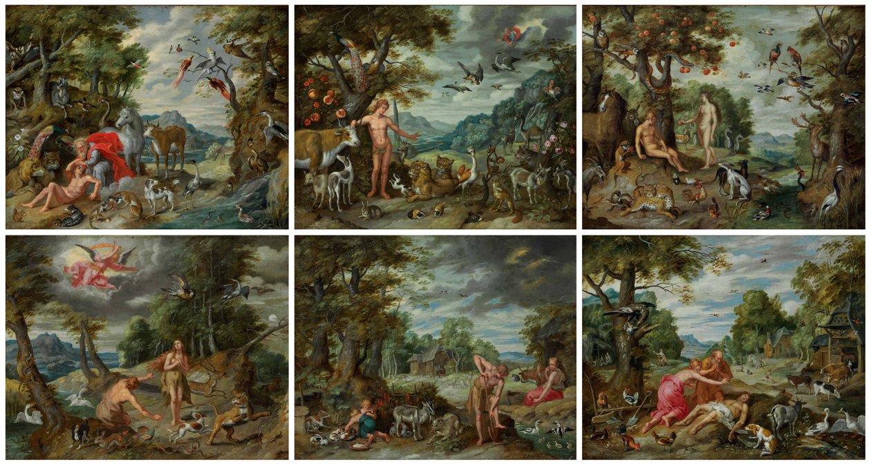 Adams och Evas historia av Jan Brueghel the Younger