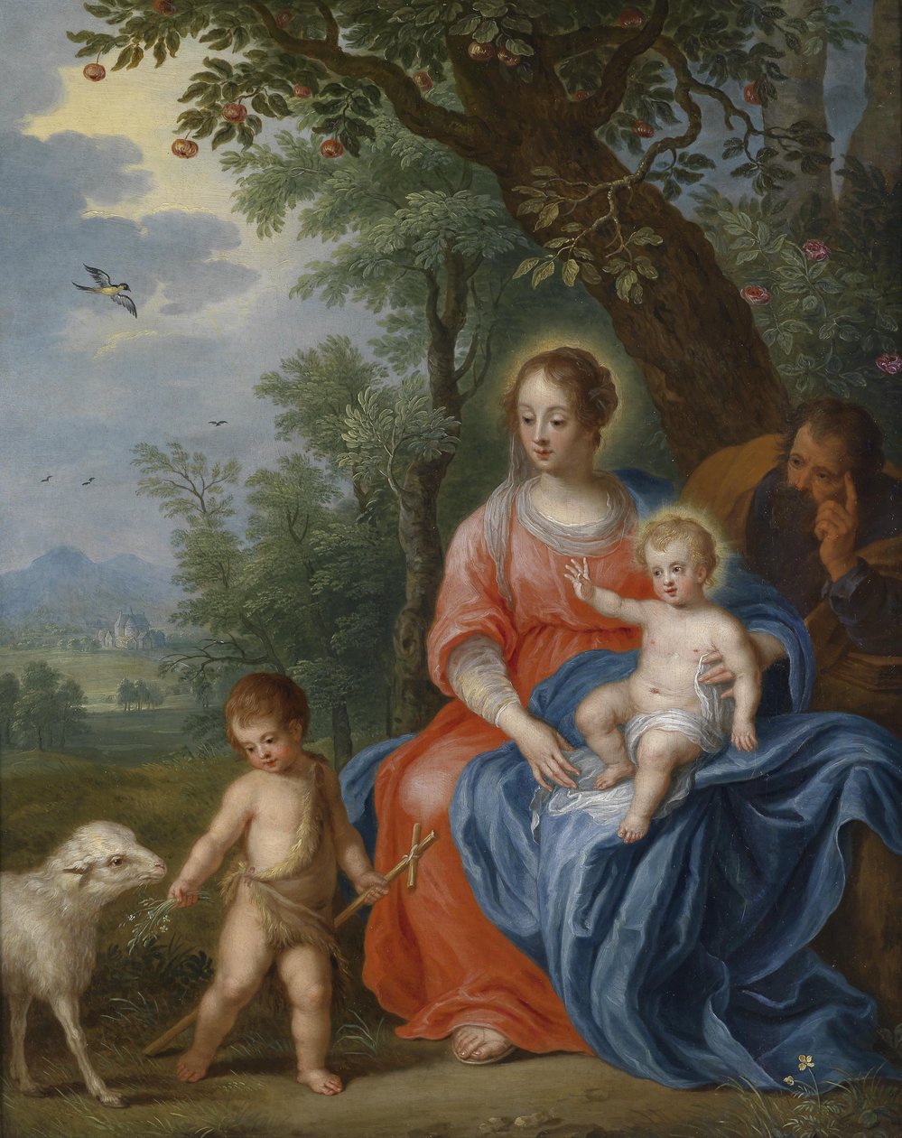 Den heliga familjen med pojken Johannes och lammet av Jan Brueghel the Younger