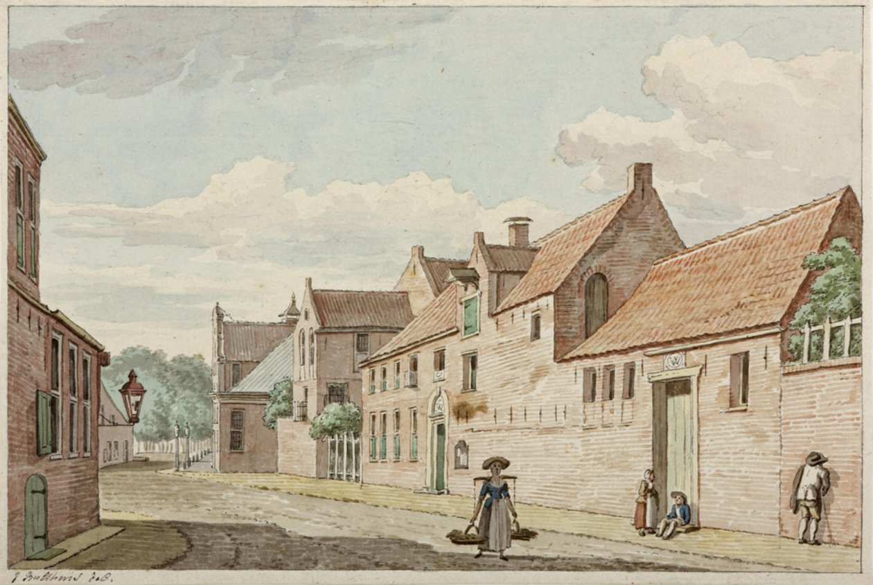 Munnekeholm met rechts het Westindische huis en daarnaast op de achtergrond het Aduardergasthuis av Jan Bulthuis