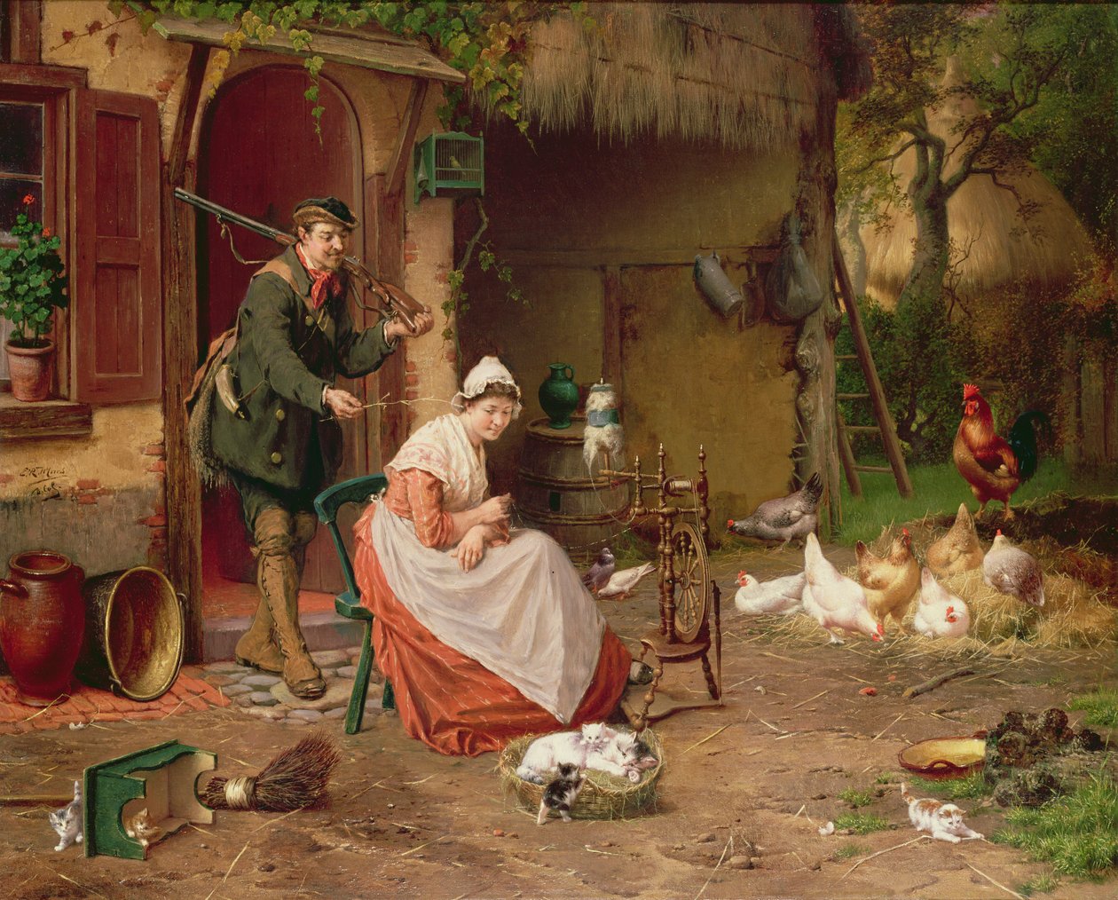 Gårdsscen, 1800-talet av Jan David Cole