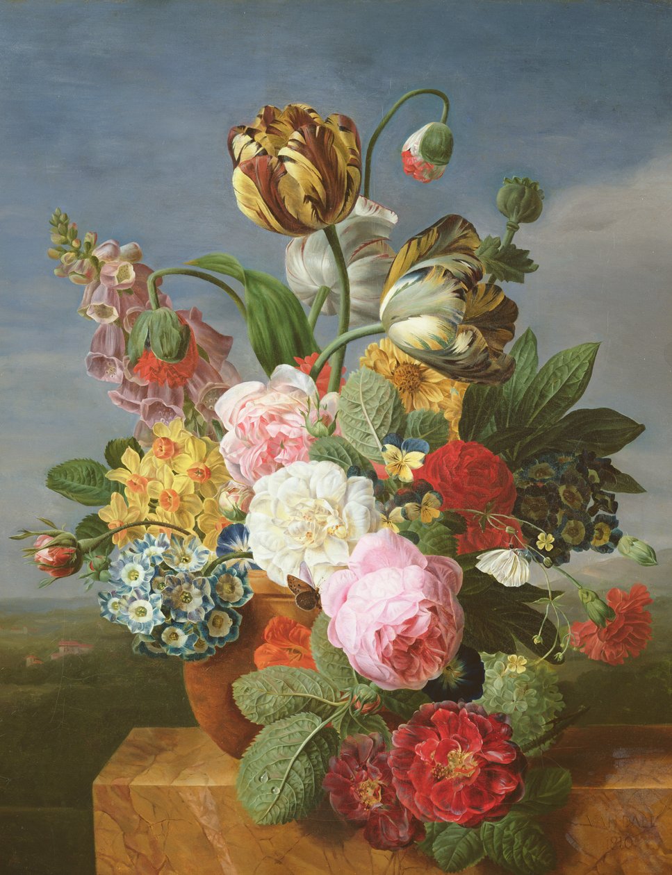 Bukett blommor i en vas av Jan Frans van Dael