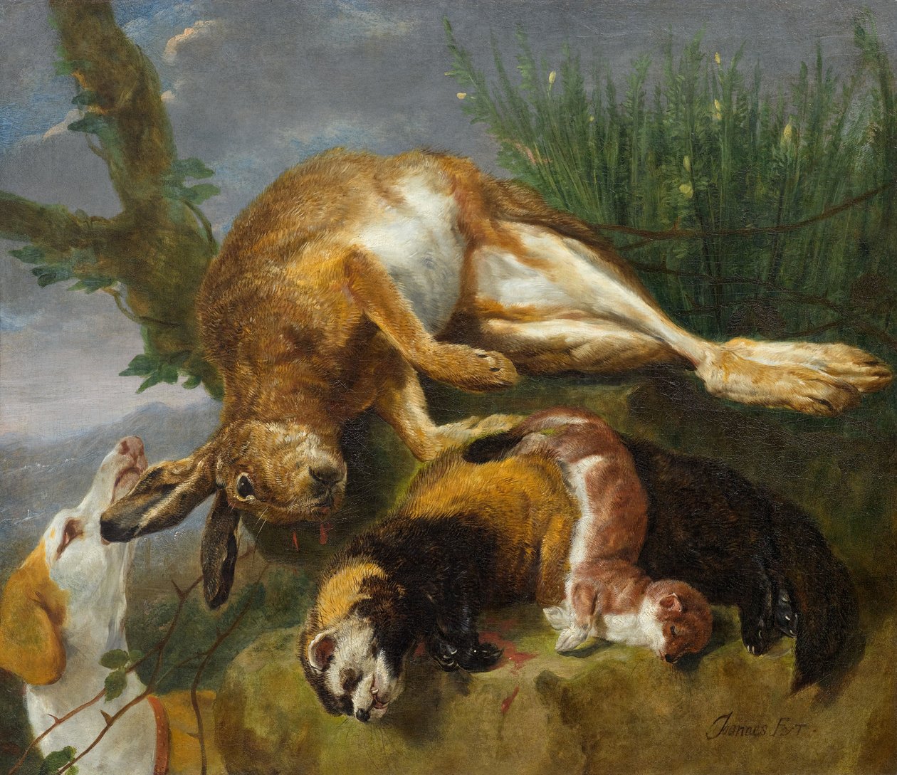 Jaga stilleben med en hund av Jan Fyt