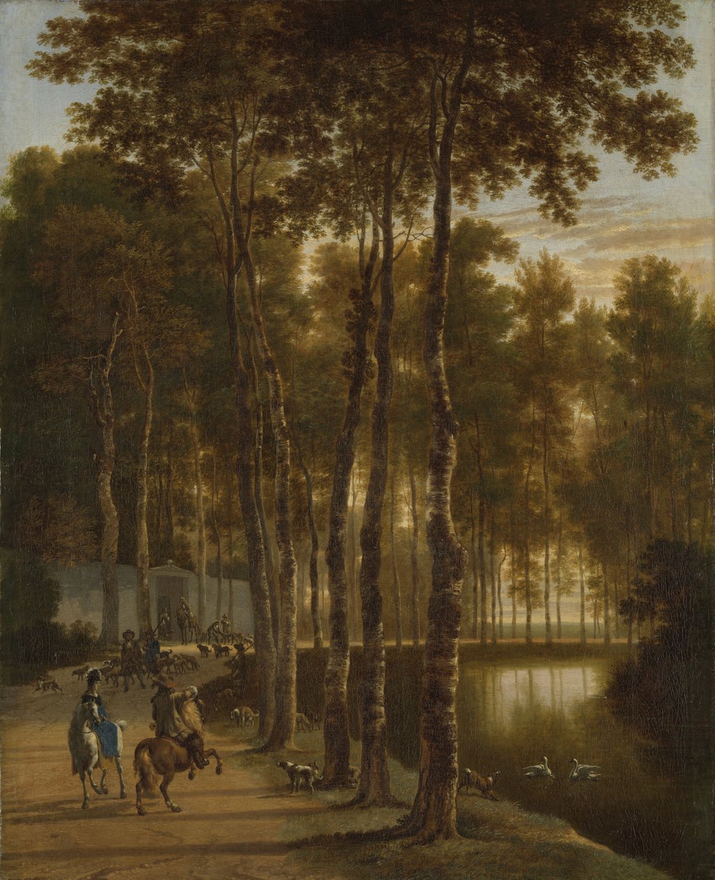 The avenue of birches av Jan Hackaert