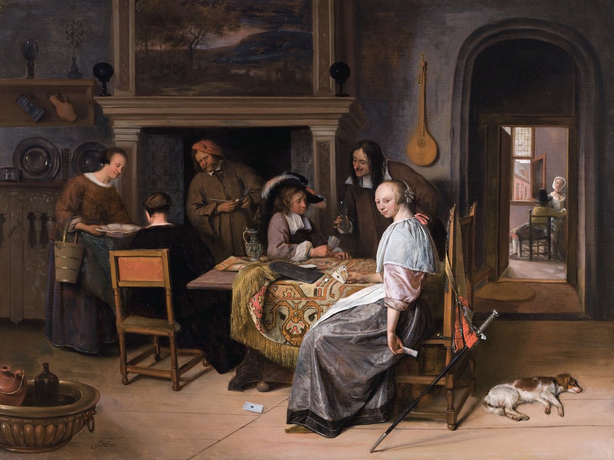 The Card Players in an Interior av Jan Havickszoon Steen