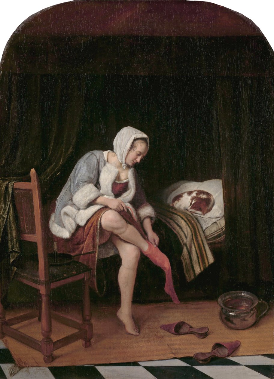 Kvinna på sin toalett av Jan Havickszoon Steen