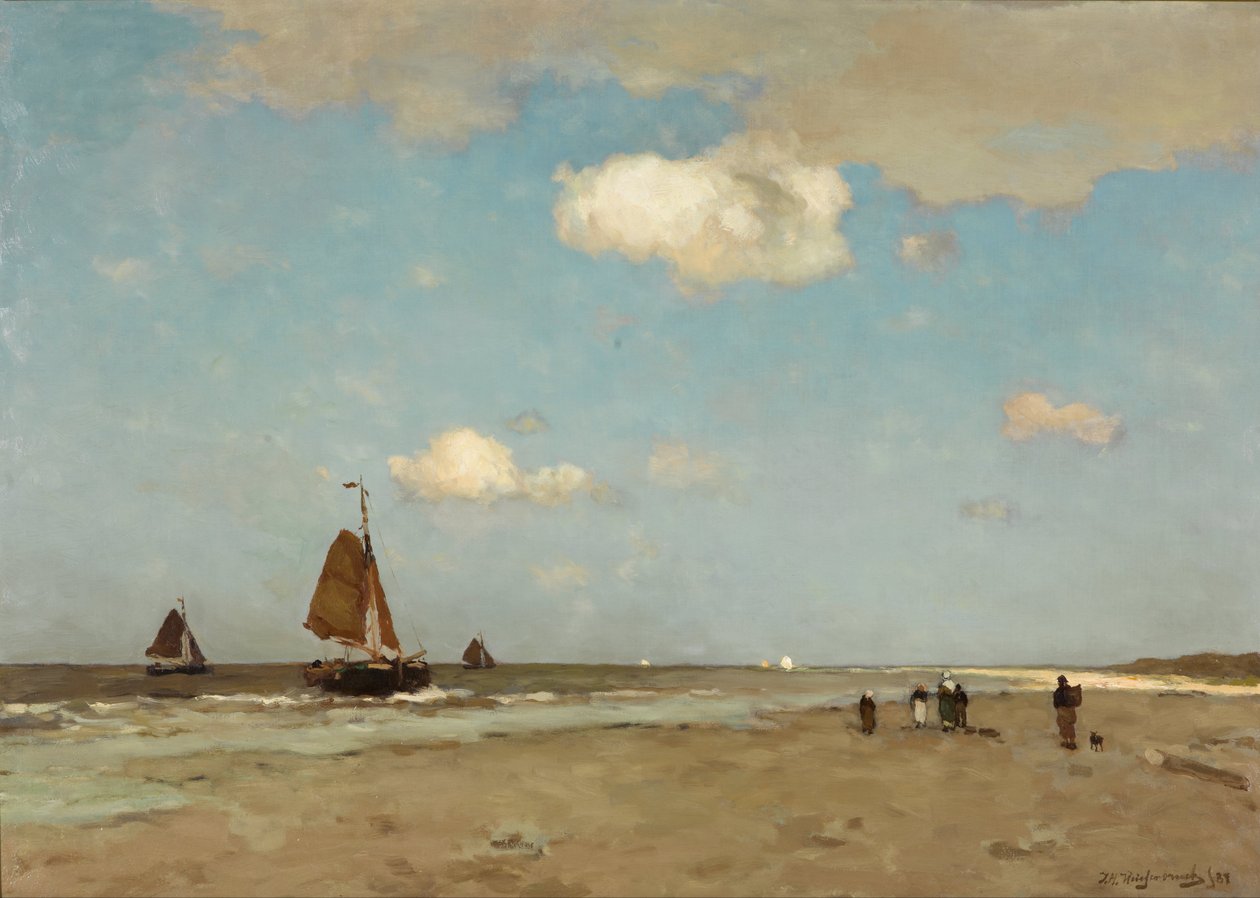 Strand scen av Jan Hendrik Weissenbruch