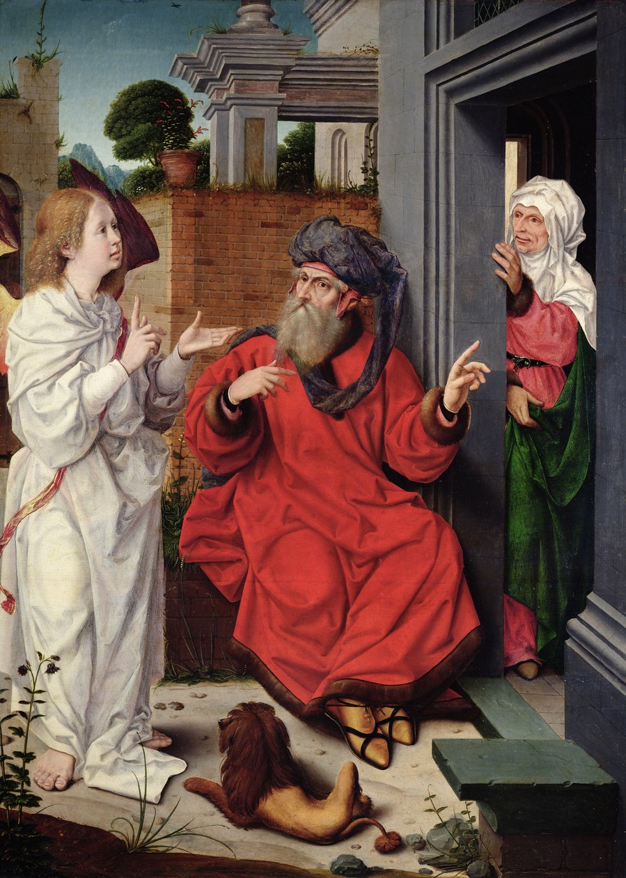 Abraham, Sara och en ängel, ca 1520 av Jan II Provost
