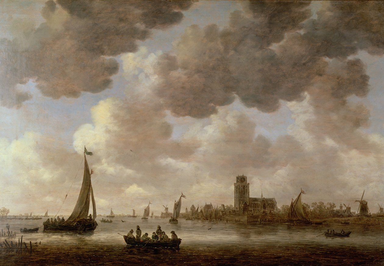 Utsikt över Dordrecht nedströms från Grote Kerk, 1647 av Jan Josephsz van Goyen