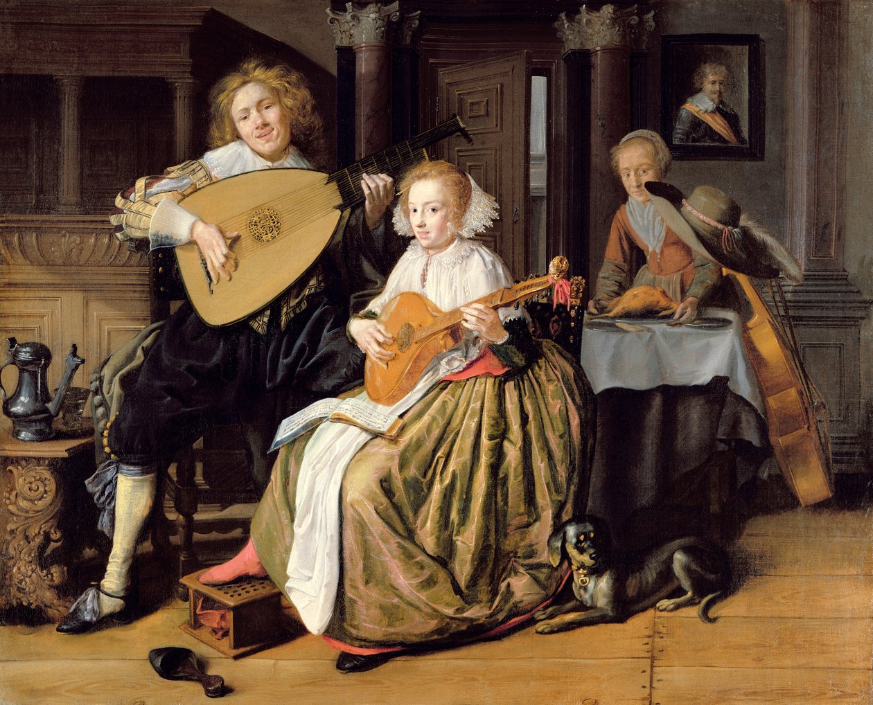 En ung man som spelar en Theorbo och en ung kvinna som spelar en cittern, ca 1630-32 av Jan Miense Molenaer