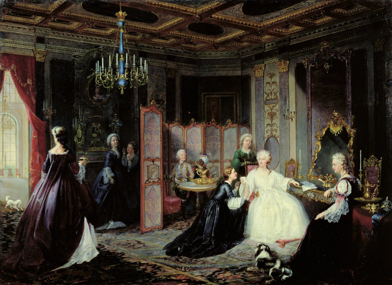 Kejsarinnan Katarina den stora (1729-96) fick ett brev, 1861 av Jan Ostoja Mioduszewski