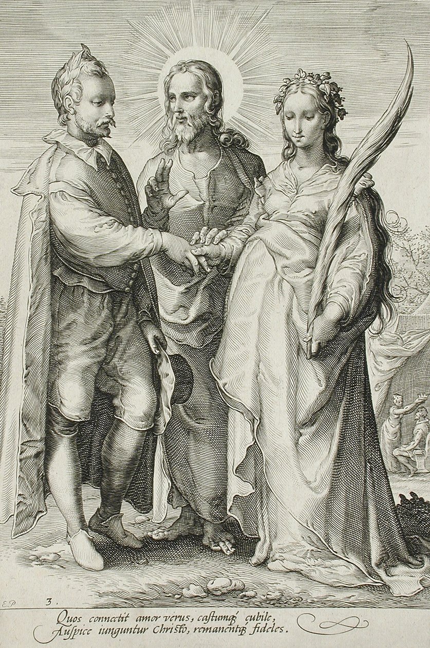 The Christian Marriage, tavla 3 i The Marriage Trilogy, c.1594 av Jan Saenredam