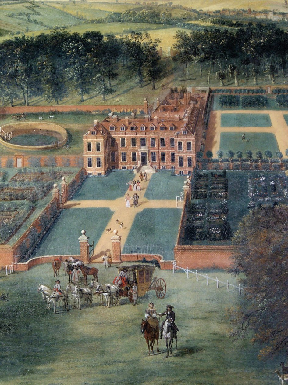 En detalj av Cheveley Park, 1671 olja på duk av Jan Siberechts