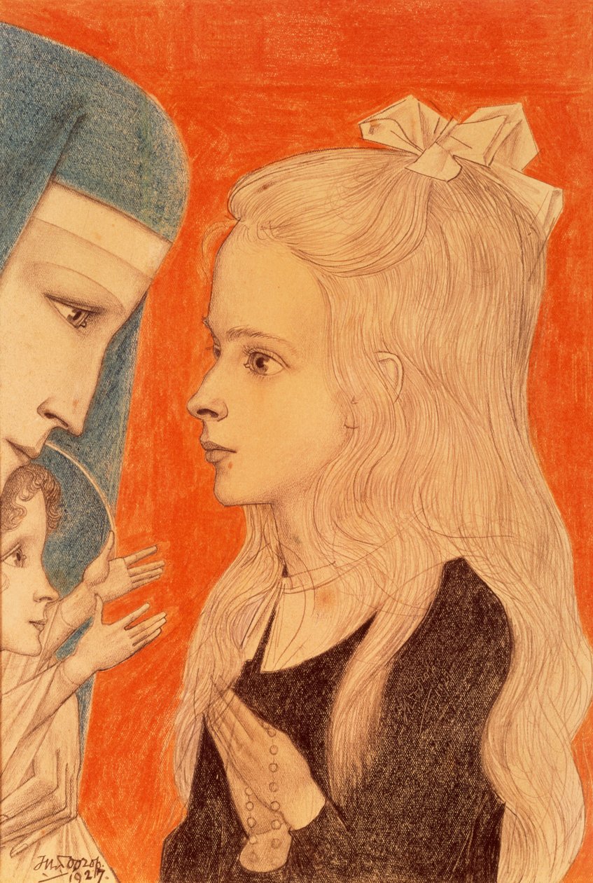 Girl Praying, 1927 (färgpenna) av Jan Toorop