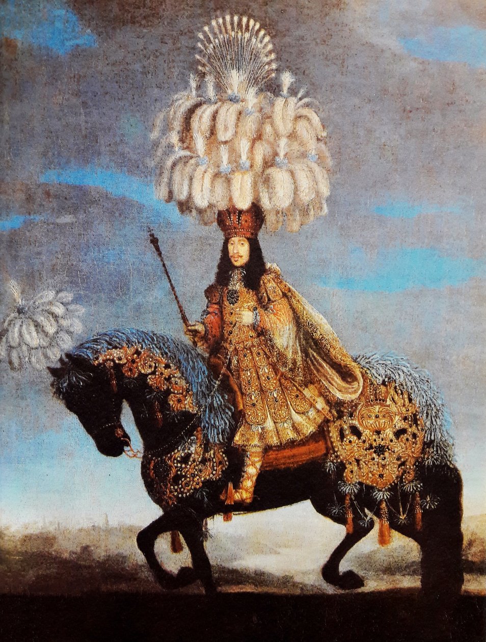 Leopold I on horseback in a costume for a horse-ballet av Jan Thomas van Ieperen