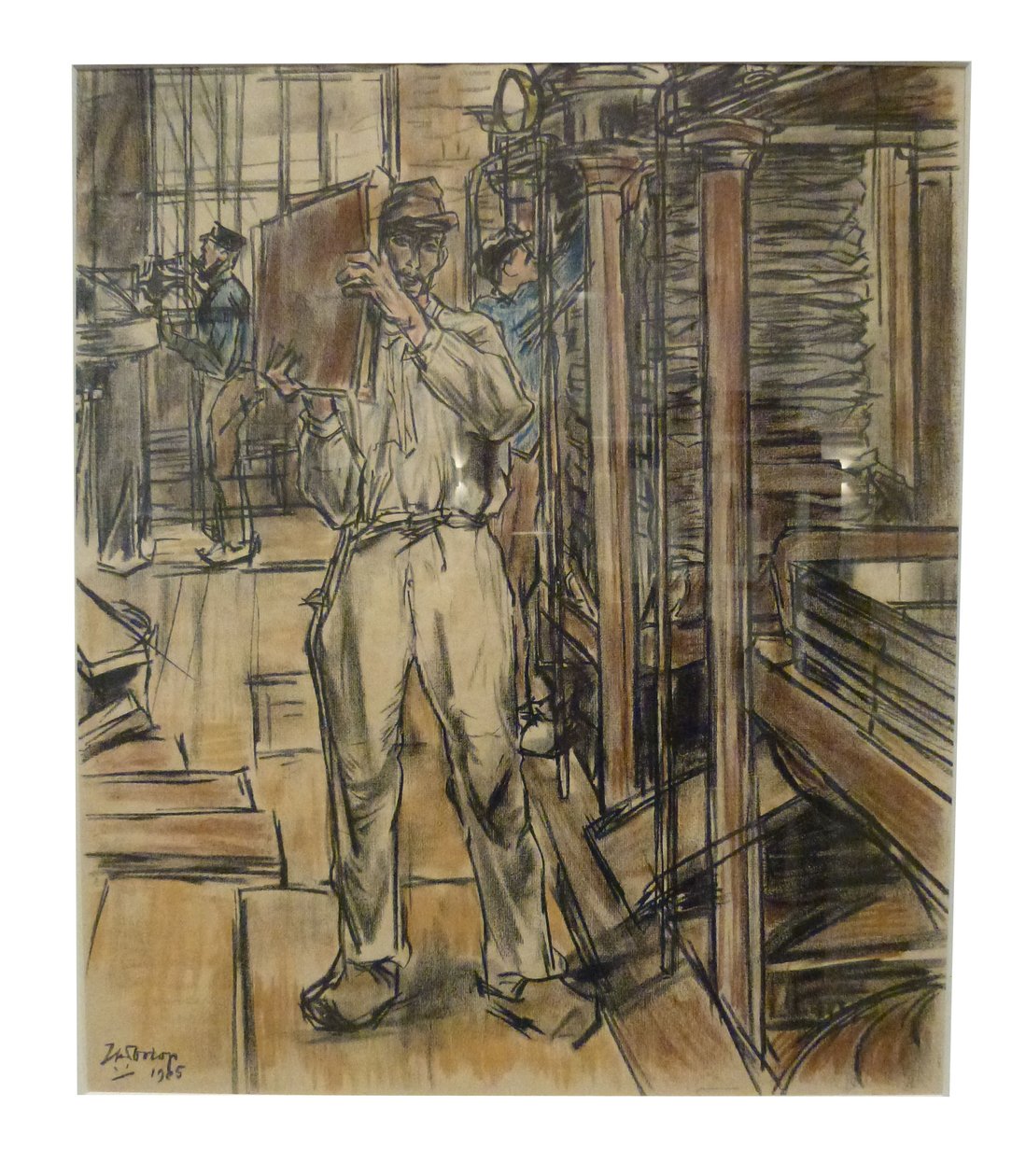  Perserij 1 van de 12 lithos die Toorop maakte over de fabricage van kaarsenn av Jan Toorop