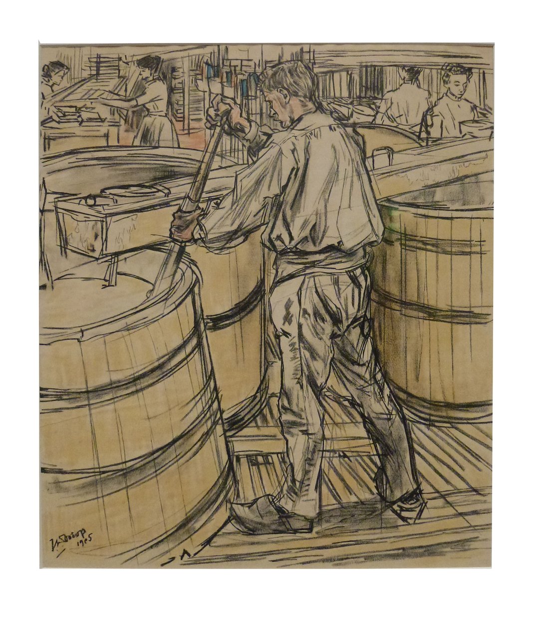  Roerkuip 1 van de 12 lithos die Toorop maakte over de fabricage van kaarsenn av Jan Toorop