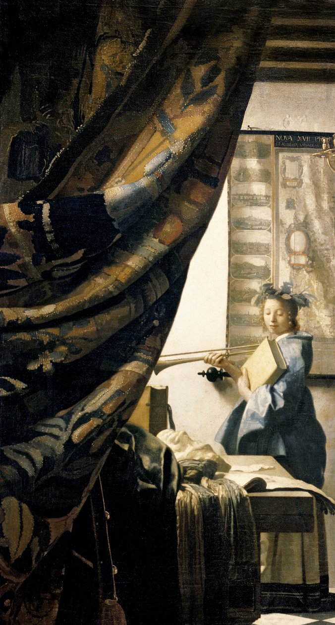 Konstnärens ateljé, ca 1665-66 olja på duk detalj av 408 av Jan Vermeer van Delft