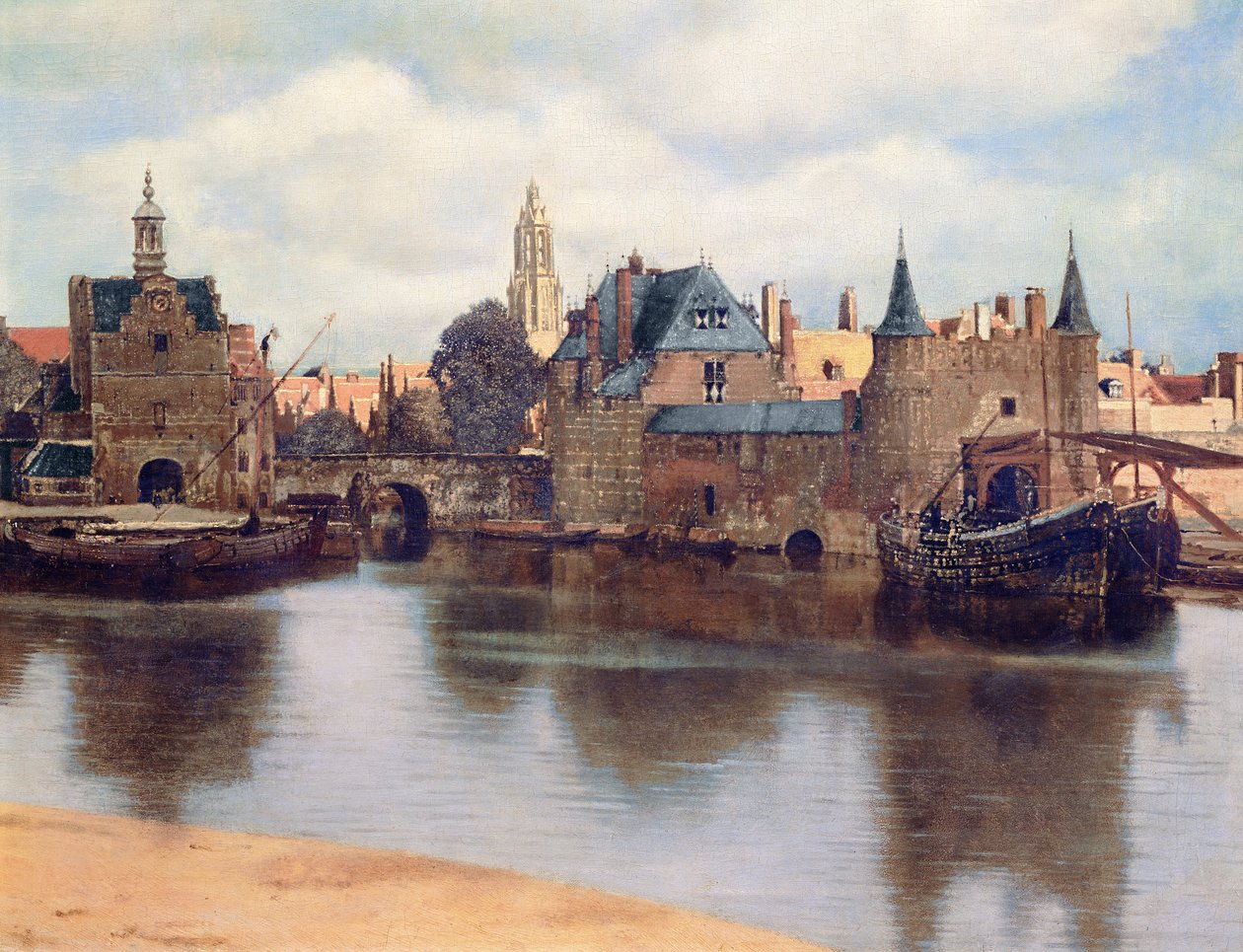 Utsikt över Delft, ca 1660-61 olja på duk detalj av 1109259 av Jan Vermeer van Delft