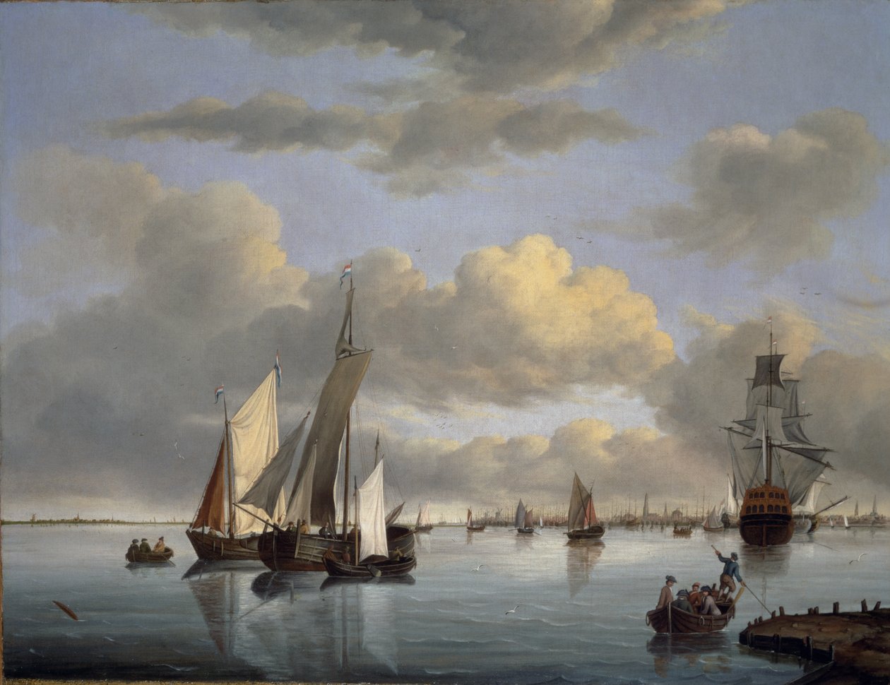 Frakt på Ijsselmeer med Amsterdam på avstånd av Jan Wubbels