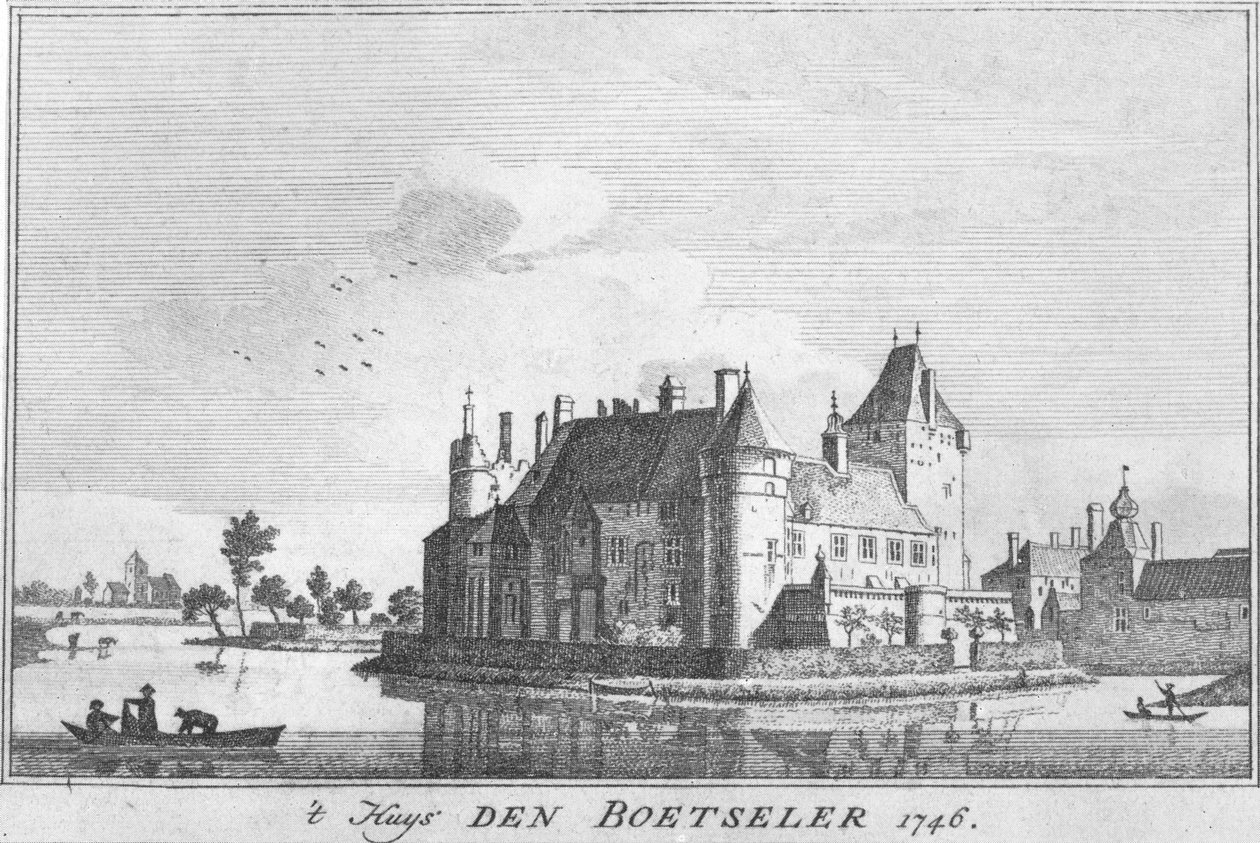 Burg Boetzelaer 1746, gravering efter en ritning av Jan de Beijer av Jan de Beijer