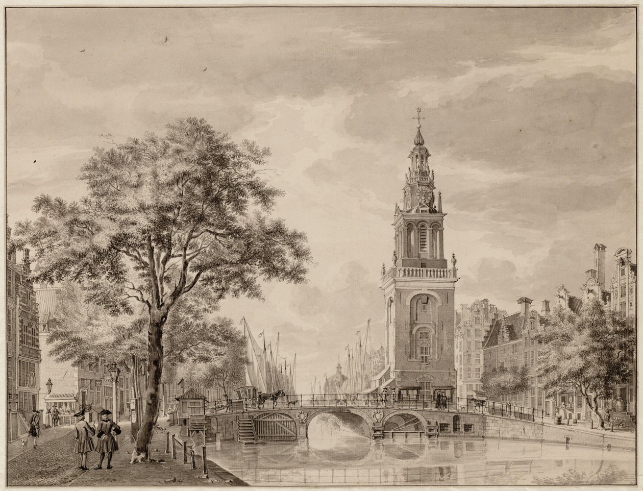 Tornslussen och Jan Roden Gate Tower. Teckning. Amsterdam, Stadsarkiv Amsterdam av Jan de Beijer