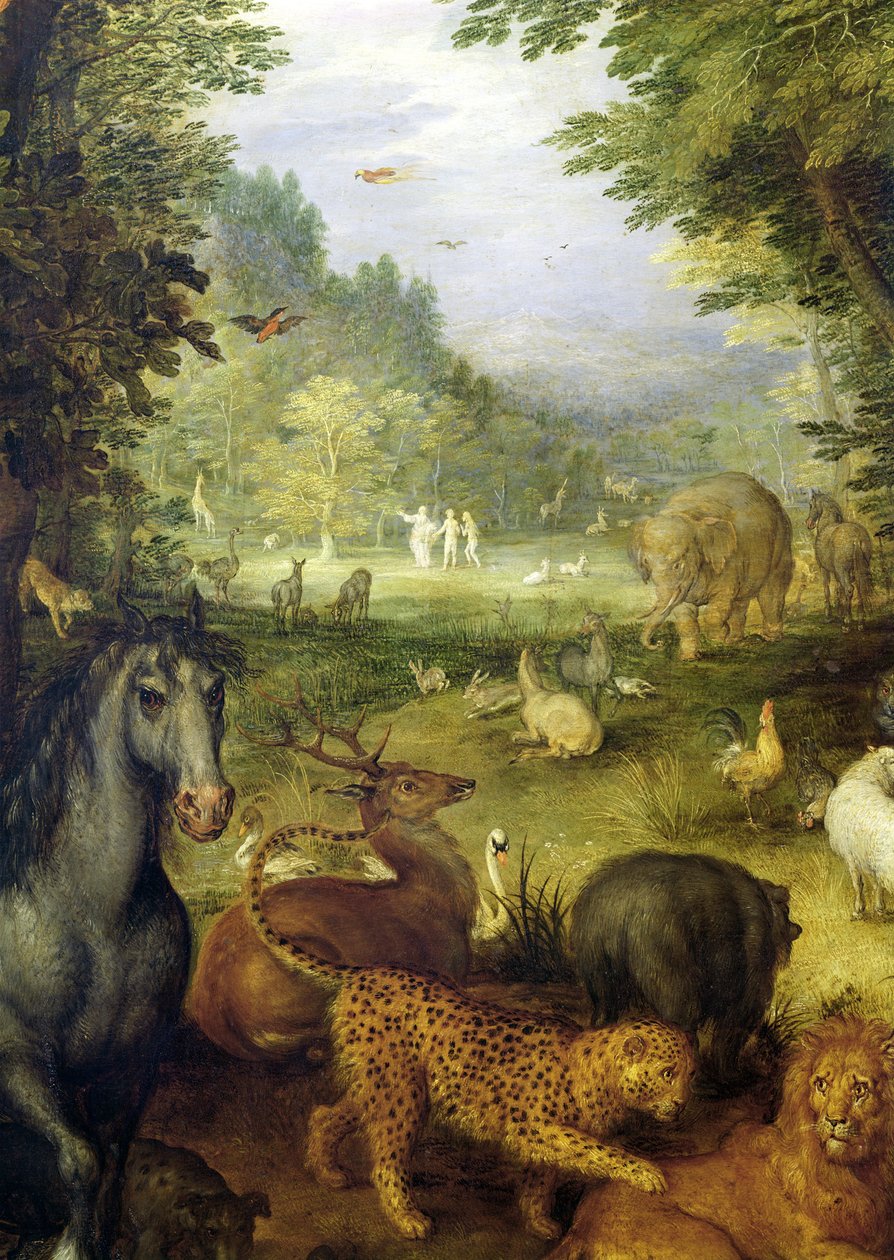 Earth, or The Earthly Paradise, detalj av djur, 1607-08 (olja på koppar) av Jan the Elder Brueghel