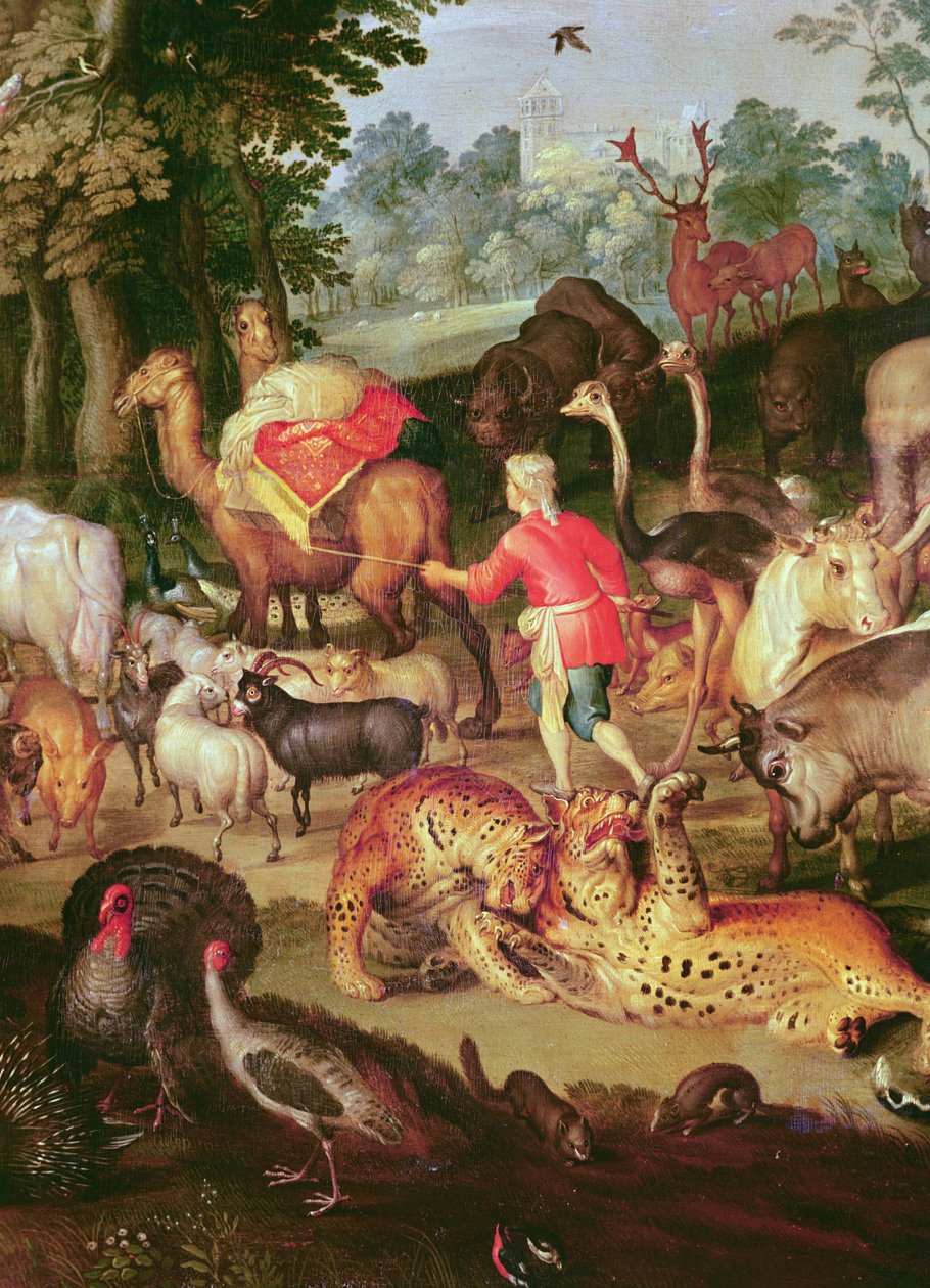 Det jordiska paradiset, detalj av den högra delen, djur i par olja på duk av Jan the Elder Brueghel