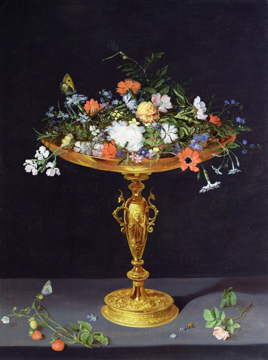 Blommor i en gyllene tazza, 1612 (panel) av Jan the Elder Brueghel