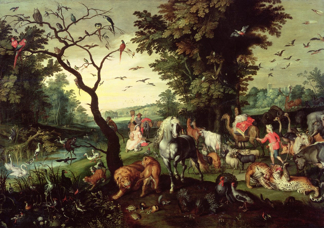 Djuren som går in i Noaks ark av Jan the Elder Brueghel