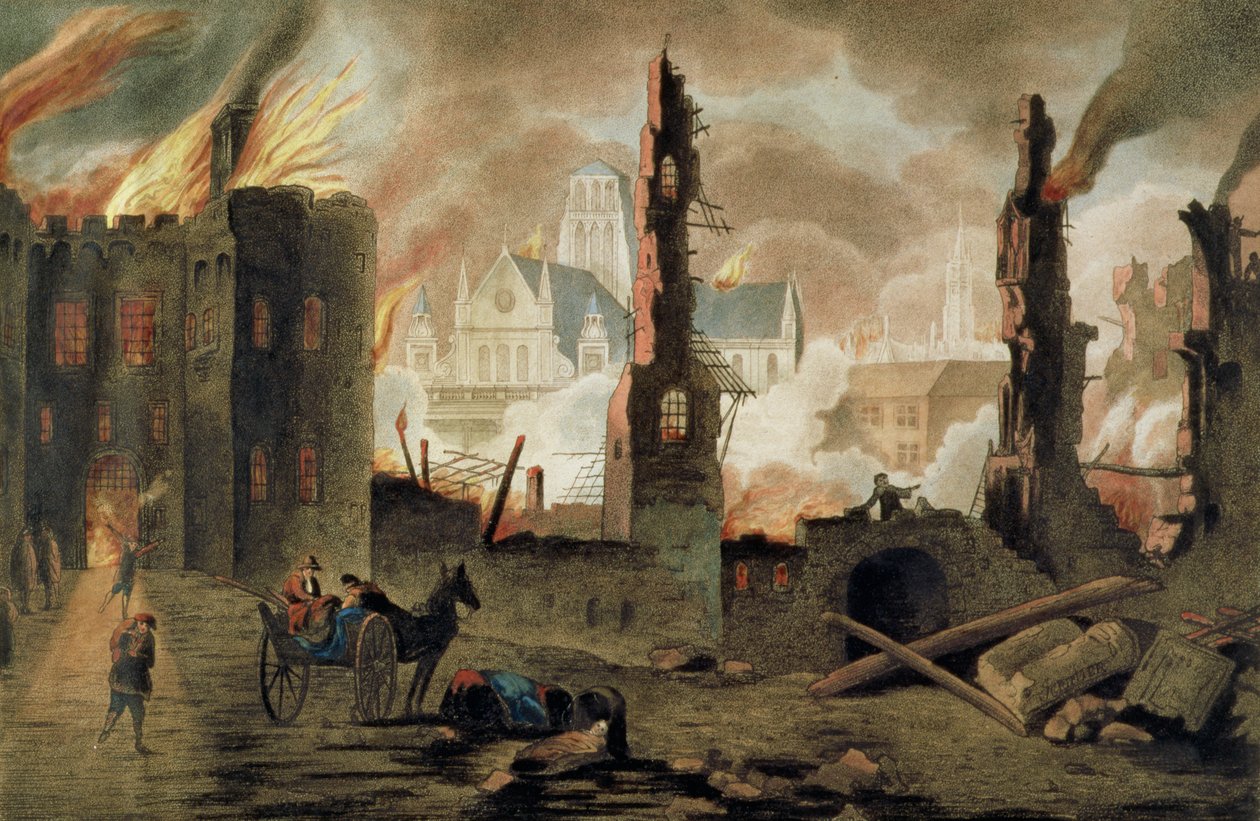 Den stora branden i London år 1666 av Jan the Elder Griffier